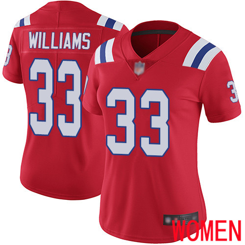 New England Patriots Football #33 Vapor Limited Red Women Joejuan Williams Alternate NFL Jersey